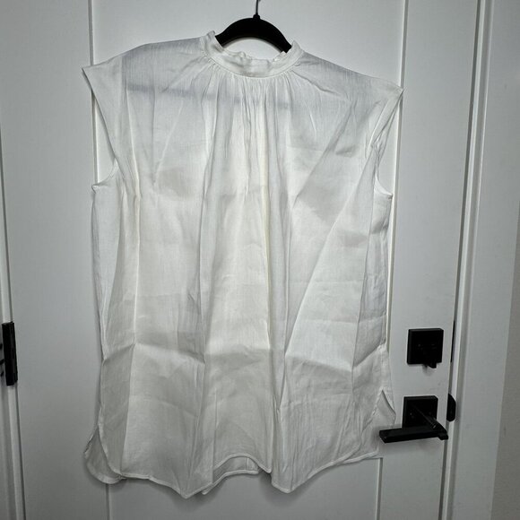 Mila Owen White Sleeveless Blouse Linen Blend Oversize Tunic Women Japan Size OS - Picture 7 of 7